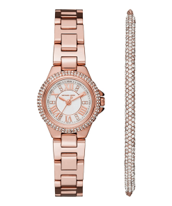 Đồng hồ nữ Michael Kors Camille Three-Hand Rose Gold-Tone Stainless Steel Watch Set MK3654